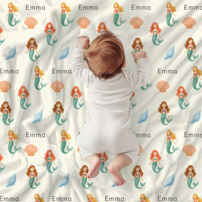 Personalised Baby Blanket Mermaid (3colour)- Best Baby Gift by IROHA studio