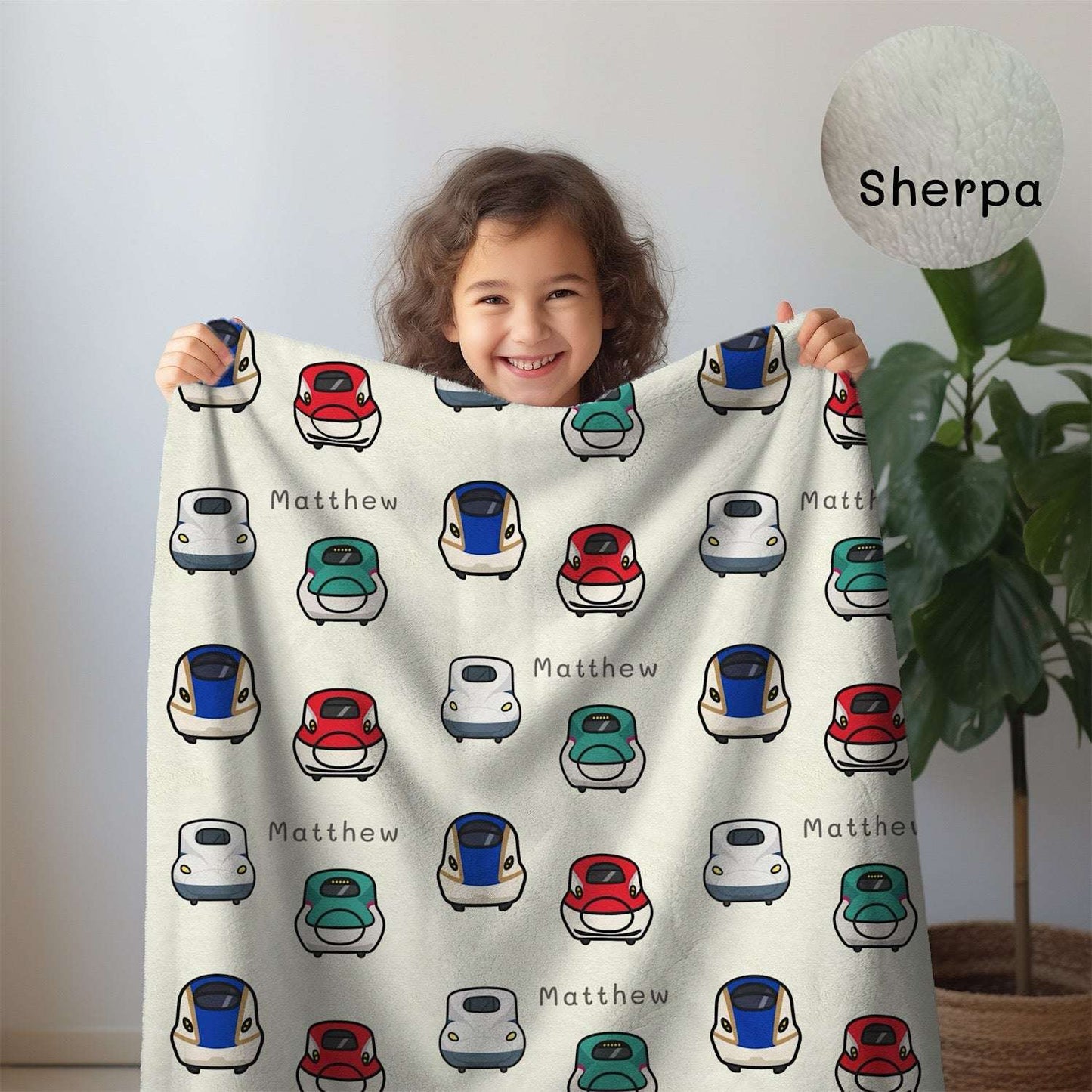 Personalised Baby Blanket Shinkansen (3 colour option)- Best Baby Gift by IROHA studio