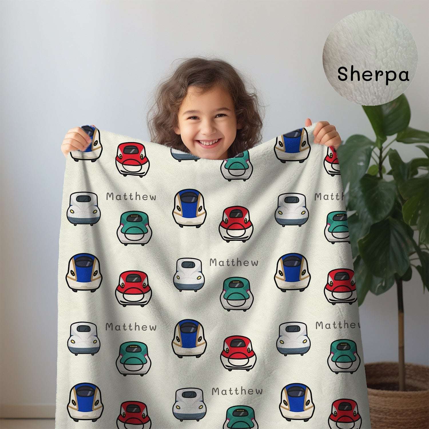 Personalised Baby Blanket Shinkansen (3 colour option)- Best Baby Gift by IROHA studio
