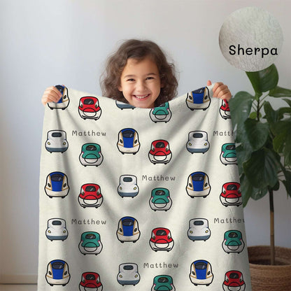 Personalised Baby Blanket Shinkansen (3 colour option)- Best Baby Gift by IROHA studio