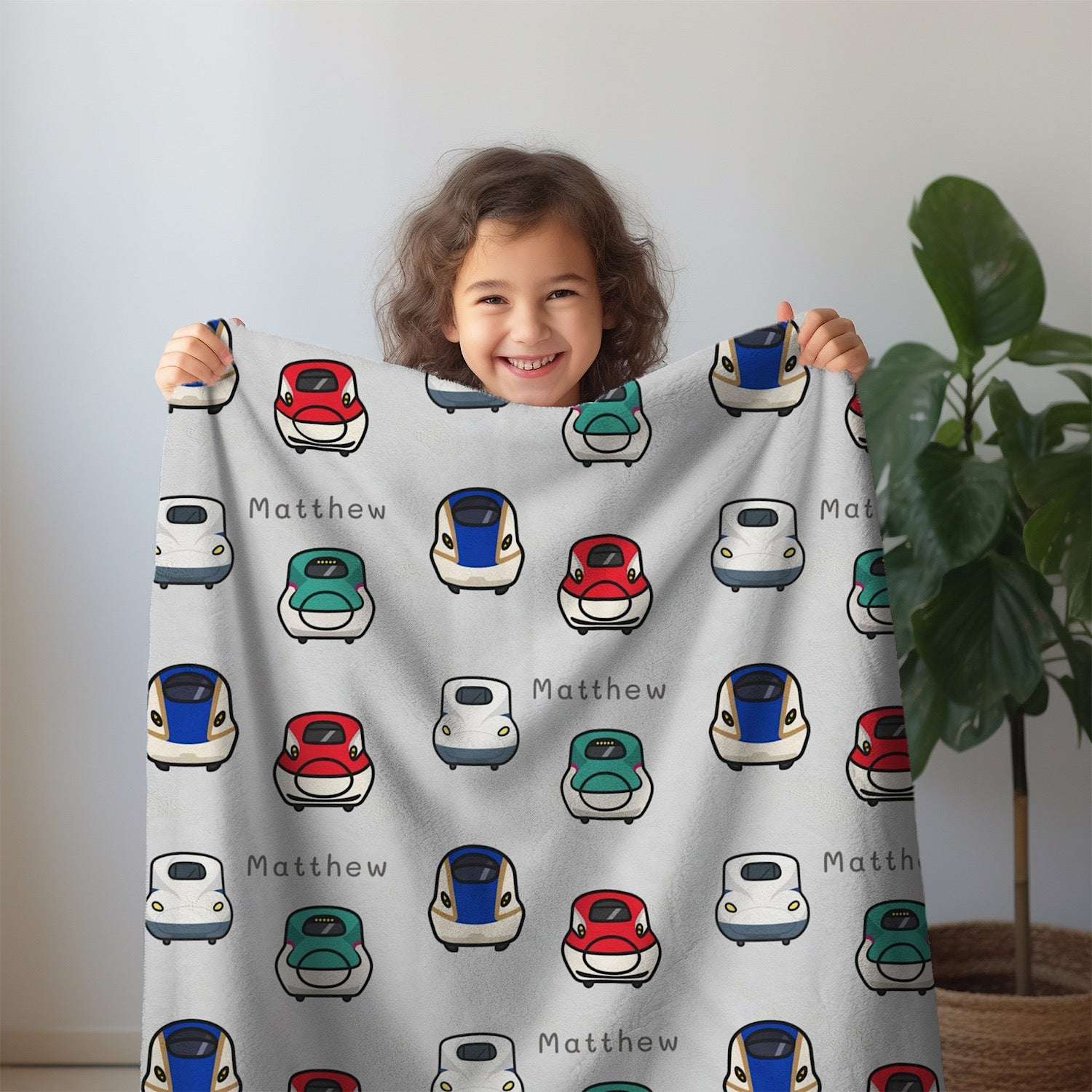 Personalized Baby Blanket Shinkansen ( 3 colour option) - Best Baby Gift by IROHA studio