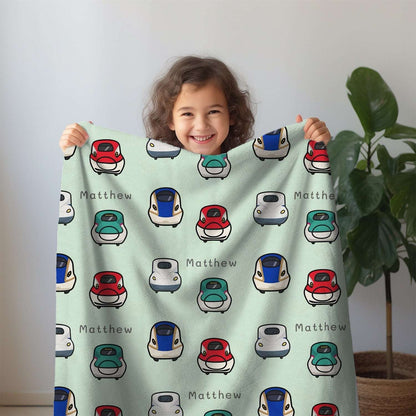 Personalised Baby Blanket Shinkansen (3 colour option)- Best Baby Gift by IROHA studio