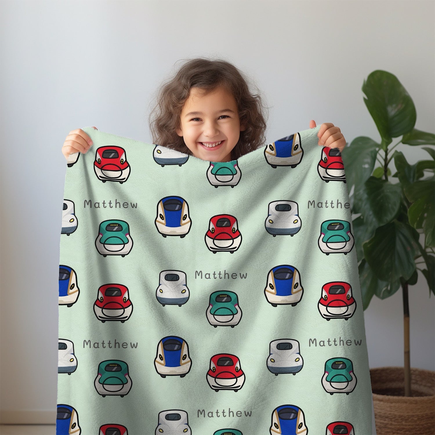 Photo of Personalised Baby Blanket Shinkansen (3 colour option) - Best Baby Gift from IROHA - STUDIO