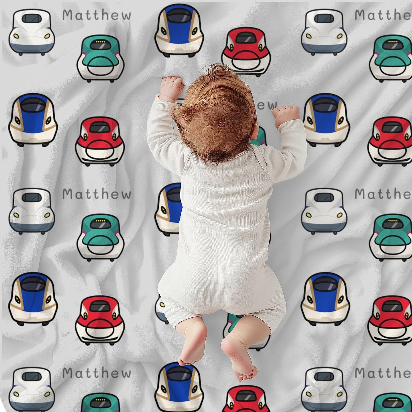Photo of Personalised Baby Blanket Shinkansen (3 colour option) - Best Baby Gift from IROHA - STUDIO