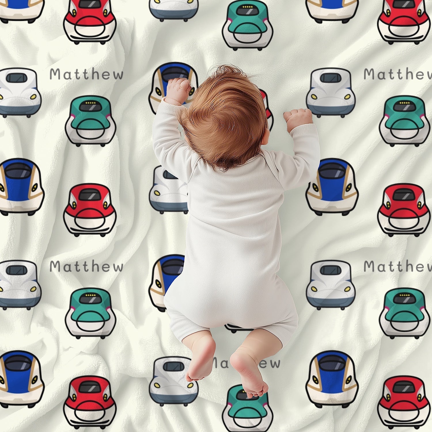 Photo of Personalised Baby Blanket Shinkansen (3 colour option) - Best Baby Gift from IROHA - STUDIO