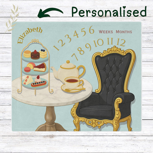 Photo of Personalised Baby Milestone Blanket - Afternoon Tea theme (With Name) from IROHA - STUDIO