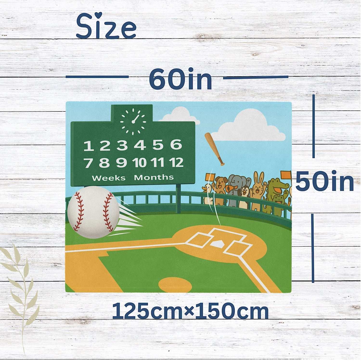 Personalised Baby Milestone Blanket - Baseball Theme (With Name) by IROHA studio