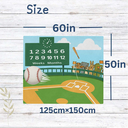 Personalised Baby Milestone Blanket - Baseball Theme (With Name) by IROHA studio