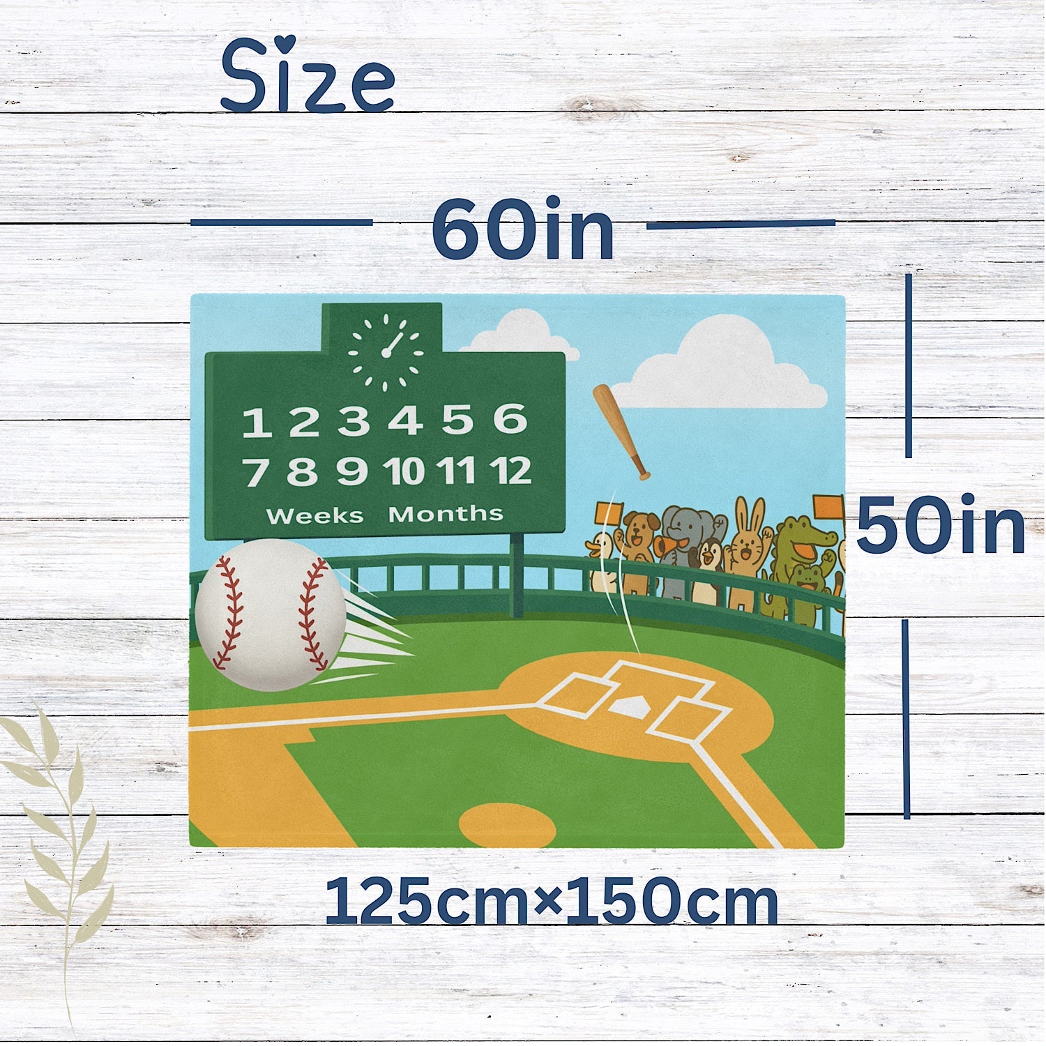 Photo of Personalised Baby Milestone Blanket - Baseball Theme (With Name) from IROHA - STUDIO