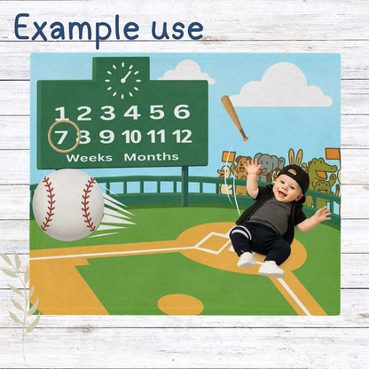 Personalised Baby Milestone Blanket - Baseball Theme (With Name) by IROHA studio