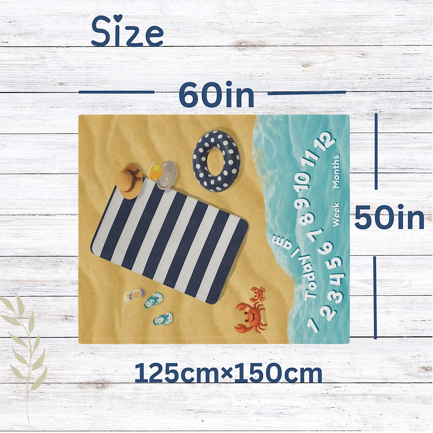 Photo of Personalised Baby Milestone Blanket - Blue Beach themed (With Name) from IROHA - STUDIO