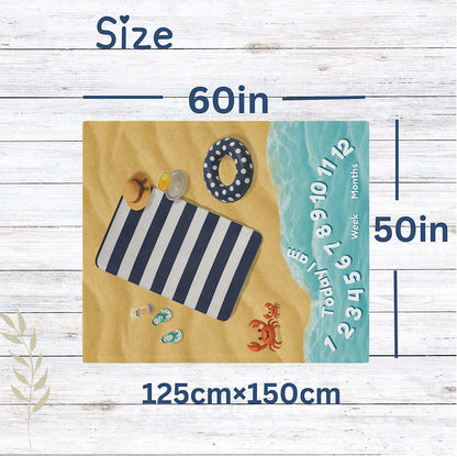 Personalised Baby Milestone Blanket - Blue Beach themed (With Name) by IROHA studio