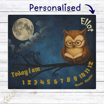 Photo of Personalised Baby Milestone Blanket - Night Owl (With Name) from IROHA - STUDIO