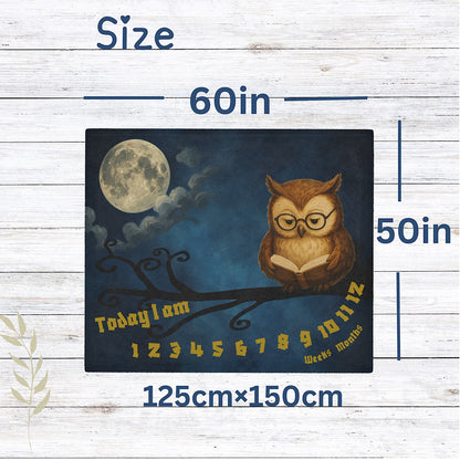 Photo of Personalised Baby Milestone Blanket - Night Owl (With Name) from IROHA - STUDIO