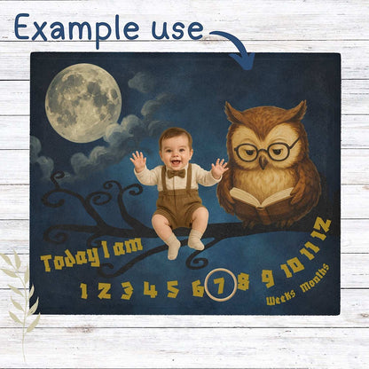 Baby Milestone Blanket Night Owl – Original (No Name) by IROHA studio