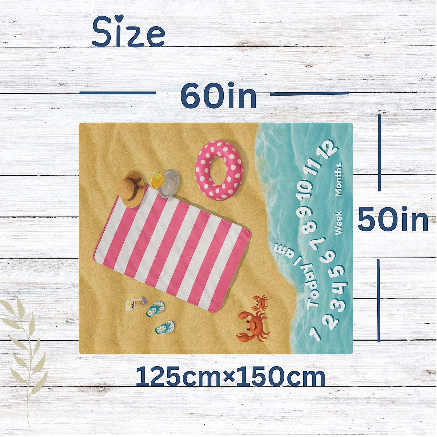 Baby Milestone Blanket Pink Beach themed - Original (No Name) by IROHA studio