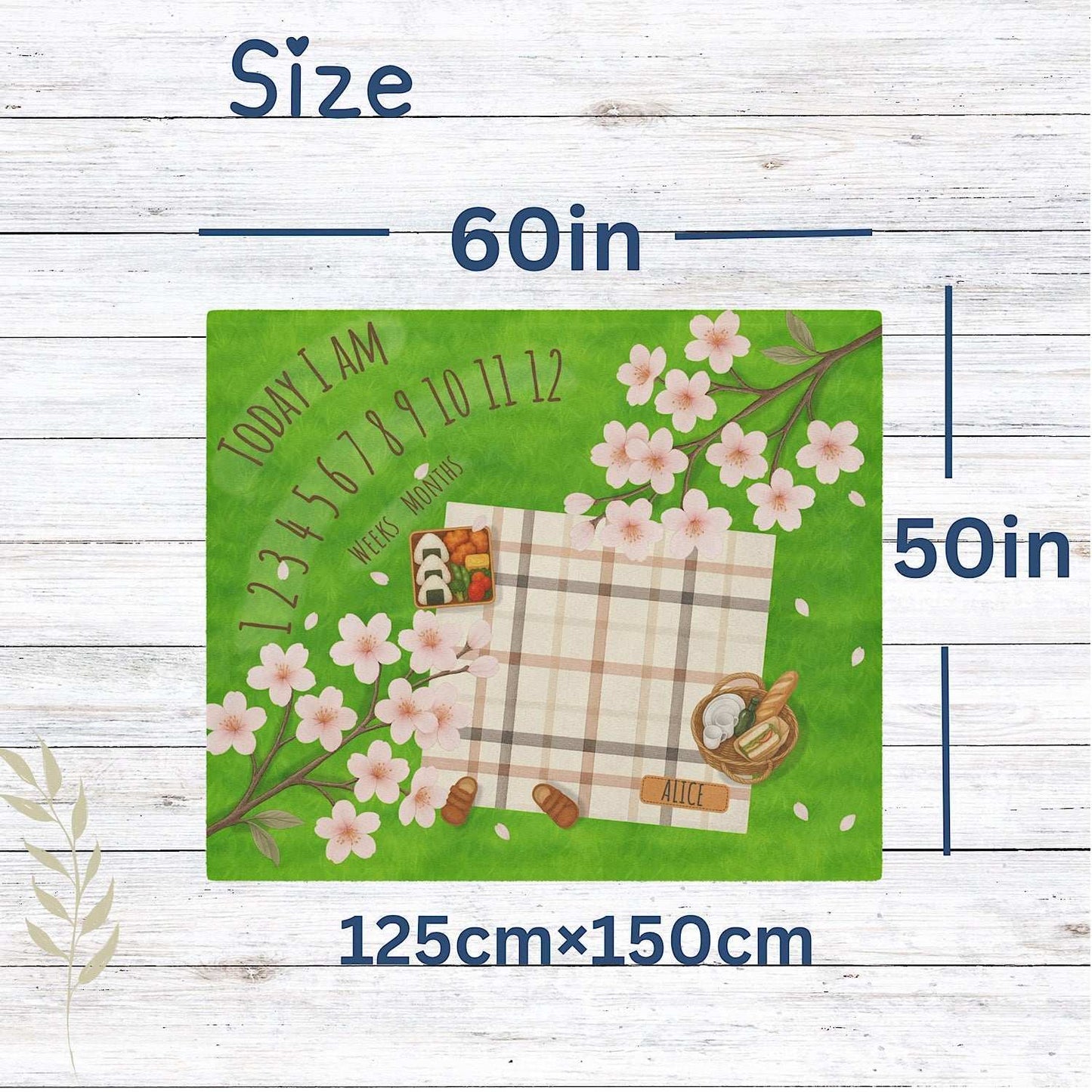 Baby Milestone Blanket Sakura Picnic Theme - Original (No Name) by IROHA studio