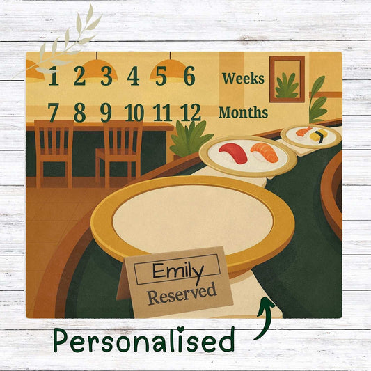 Personalised Baby Milestone Blanket - Sushi Bar Theme (With Name) by IROHA studio