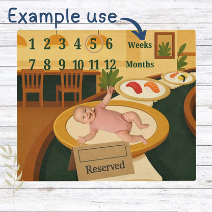 Baby Milestone Blanket Sushi Bar Theme - Original (No Name) by IROHA studio