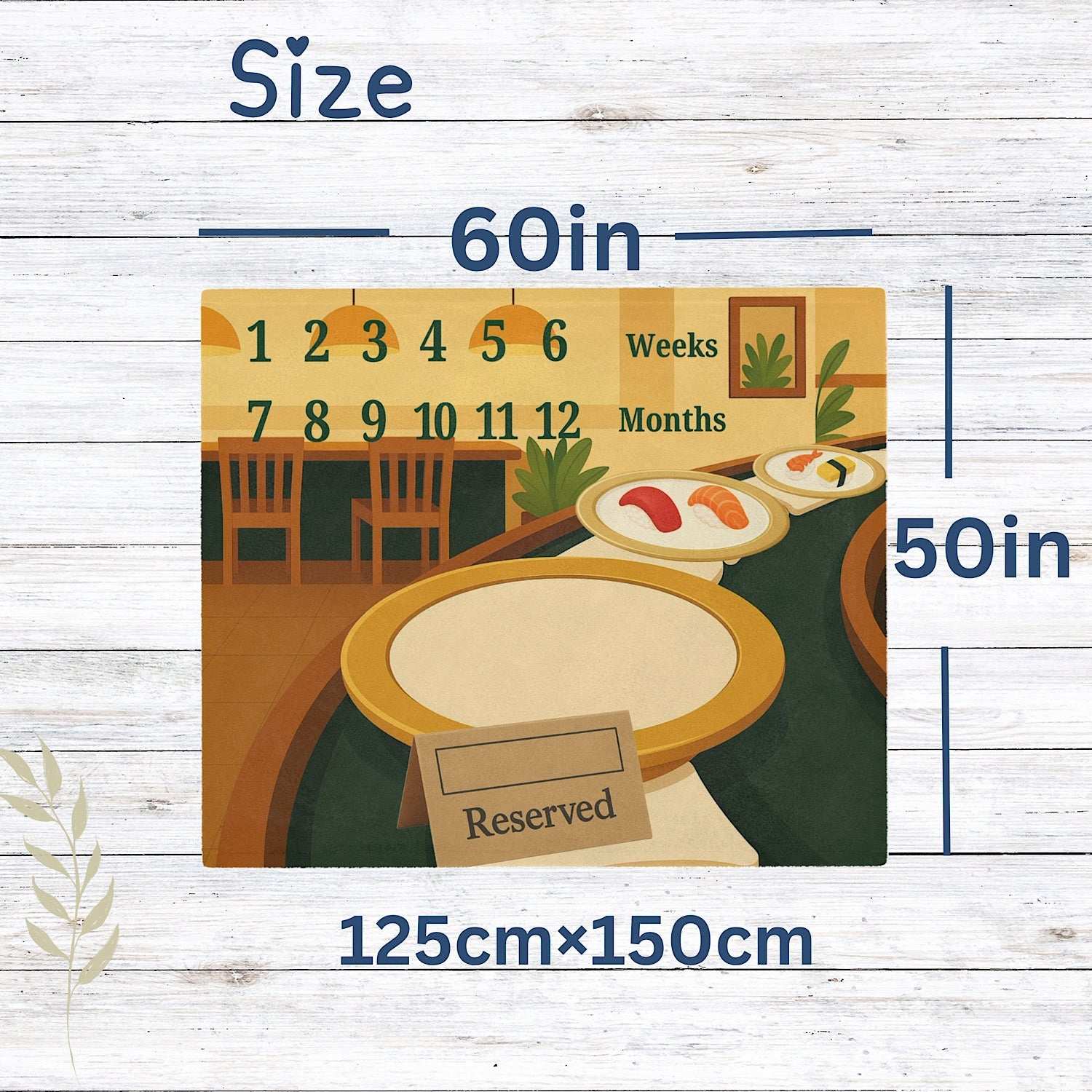 Personalised Baby Milestone Blanket - Sushi Bar Theme (With Name) by IROHA studio