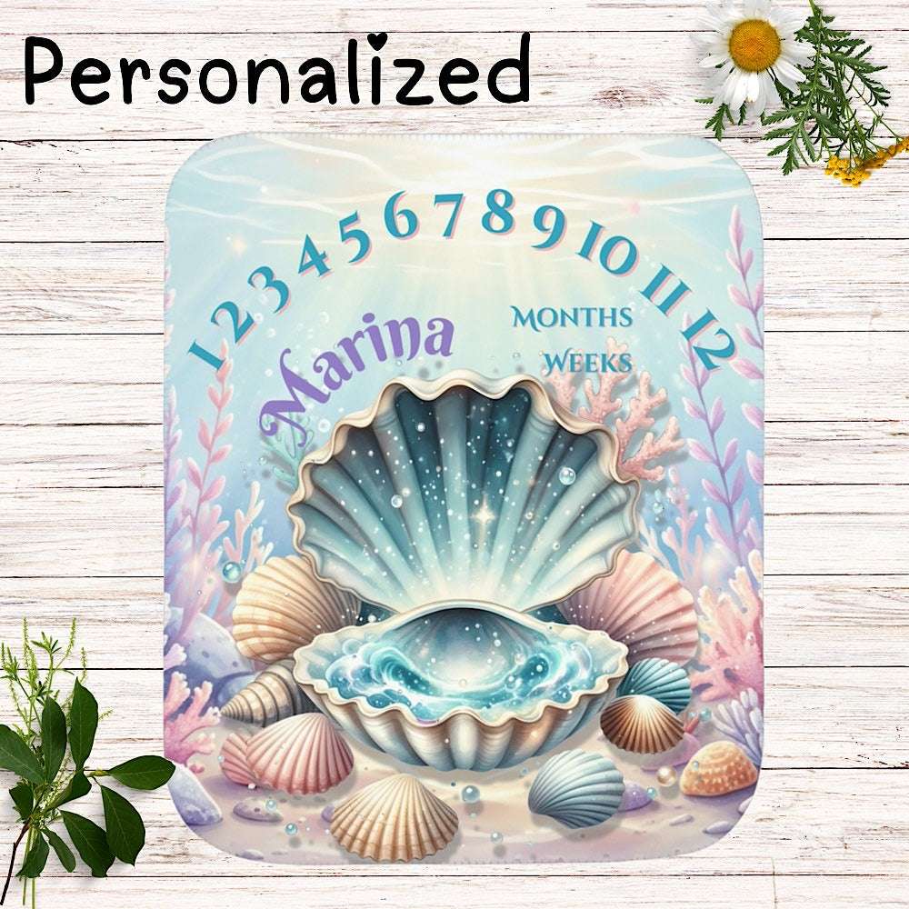 Personalized Baby Milestone Blanket - Under the Sea Theme (With Name) 50" × 60" by IROHA-studio