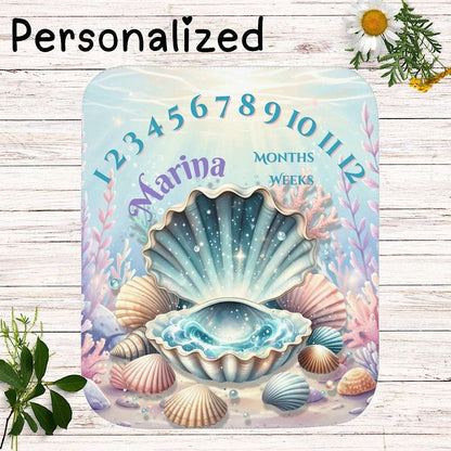 Personalized Baby Milestone Blanket - Under the Sea Theme (With Name) 50" × 60" by IROHA-studio