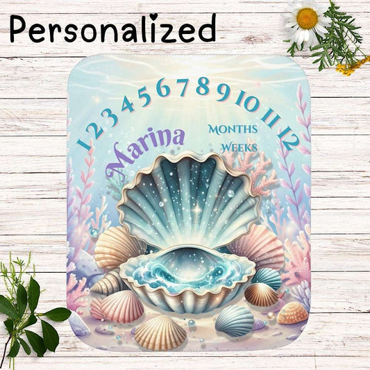 Personalized Baby Milestone Blanket - Under the Sea Theme (With Name) 50" × 60" by IROHA-studio
