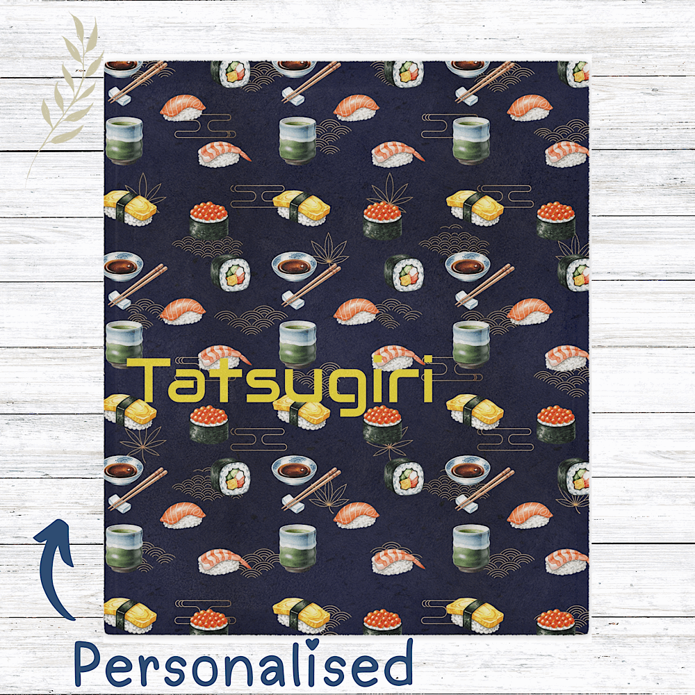 Personalised Sushi Throw Blanket ( Navy ) by IROHA-studio