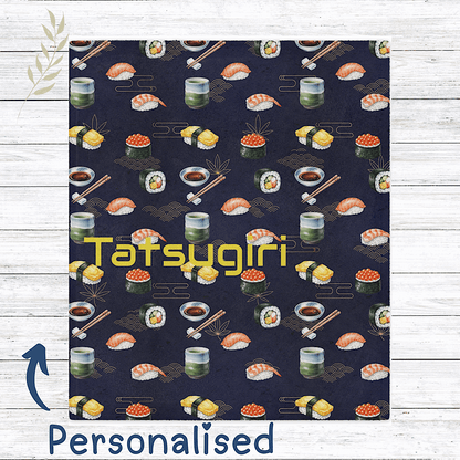 Personalised Sushi Throw Blanket ( Navy ) by IROHA-studio