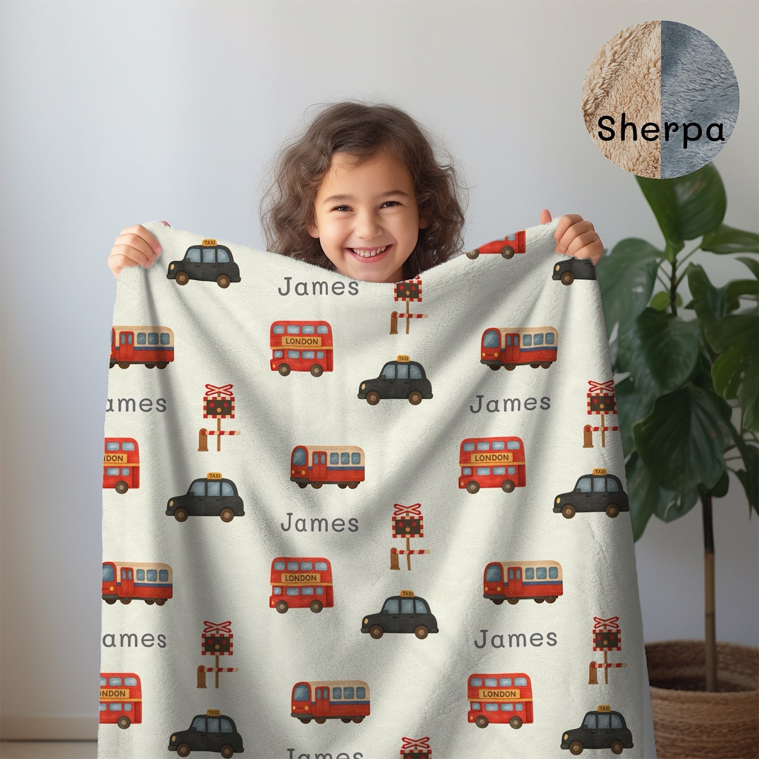 Personalized Baby Blanket - London Transport (3 Color Options)- Best Baby Gift 50" × 60" by IROHA studio