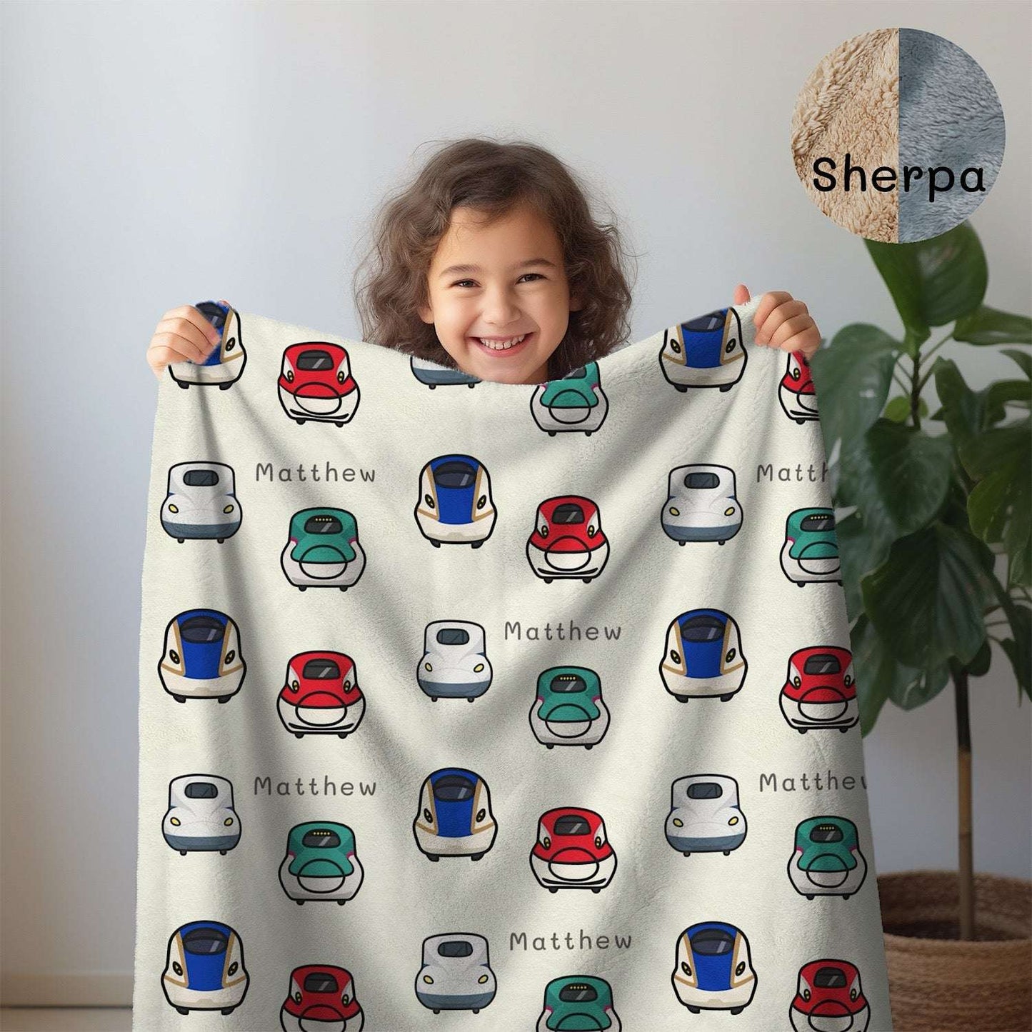Personalized Baby Blanket Shinkansen ( 3 colour option) - Best Baby Gift by IROHA studio