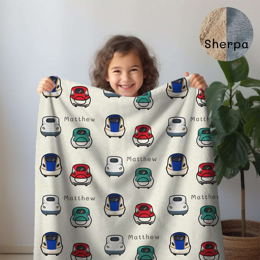 Personalized Baby Blanket Shinkansen ( 3 colour option) - Best Baby Gift by IROHA studio