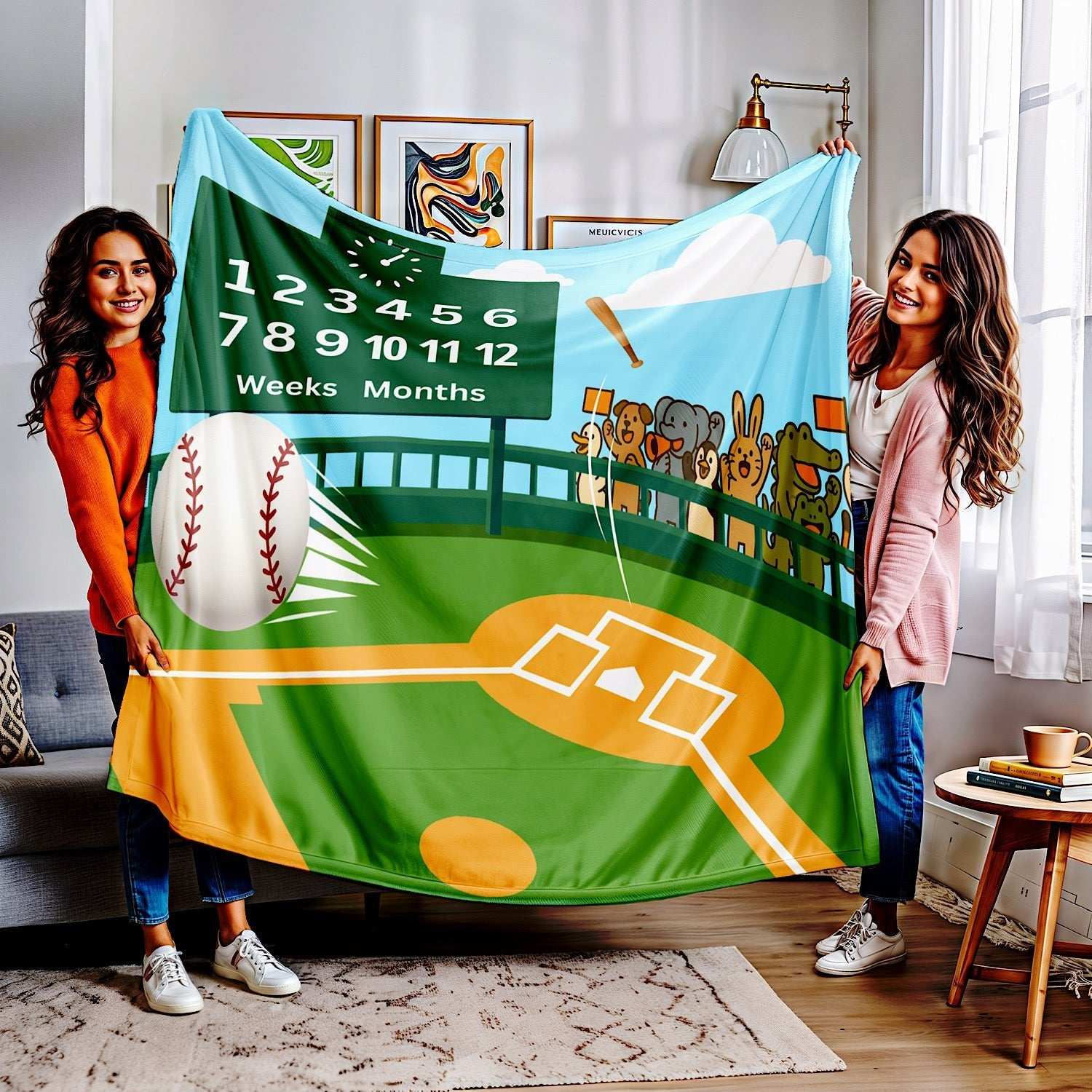 Personalized Baby Milestone Blanket - Baseball Theme (With Name) by IROHA studio