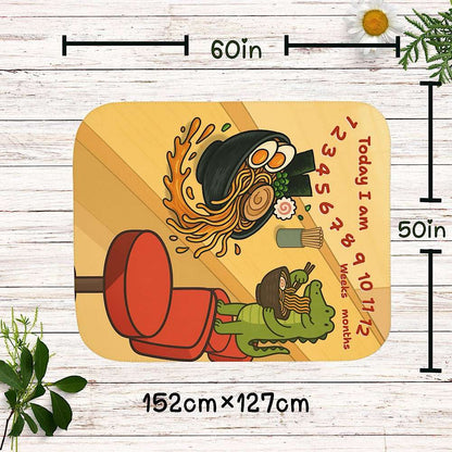 Baby Milestone Blanket Cute Crocodile Ramen Design - Original (No Name) by IROHA studio