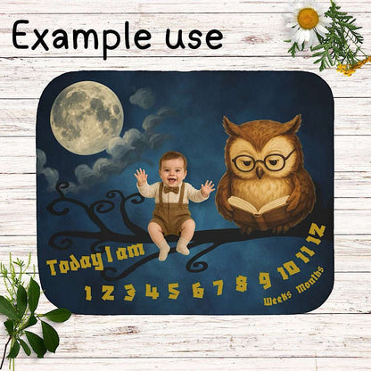 Personalized Baby Milestone Blanket - Night Owl Theme (With Name) by IROHA studio