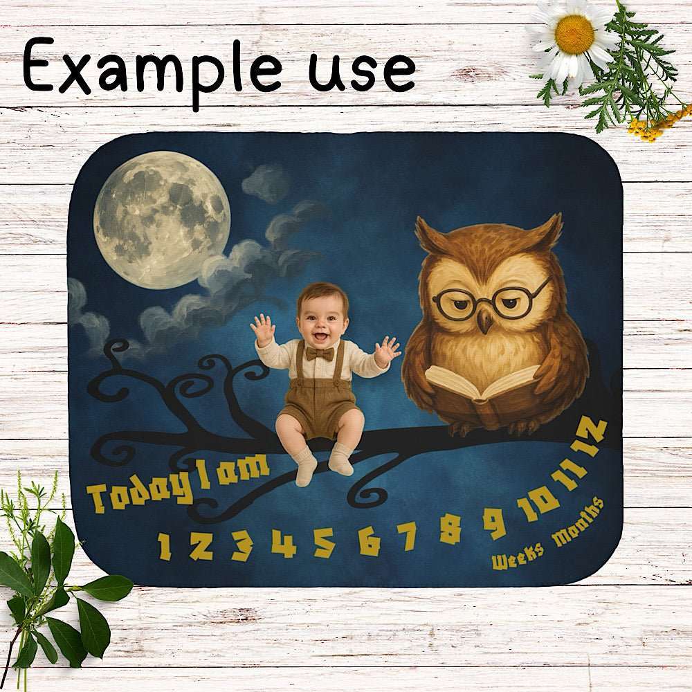 Baby Milestone Blanket - Night Owl Theme Original (No Name) by IROHA studio