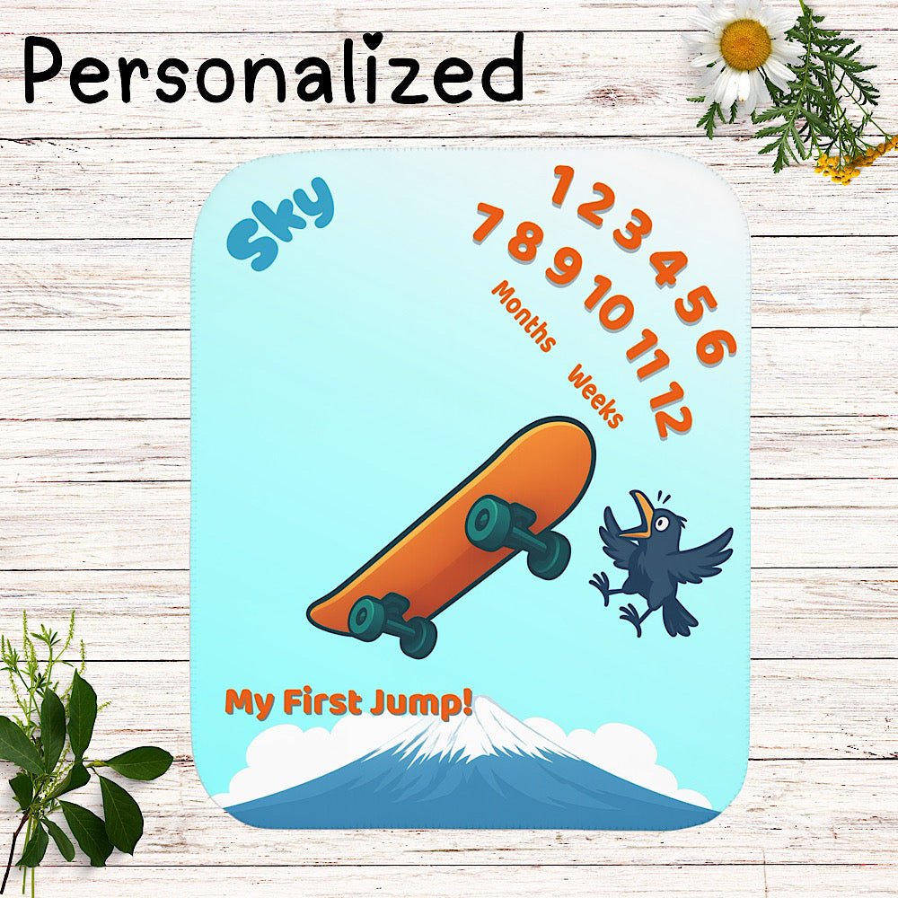 Personalized Baby Milestone Blanket - Skateboard Theme (With Name) by IROHA-studio