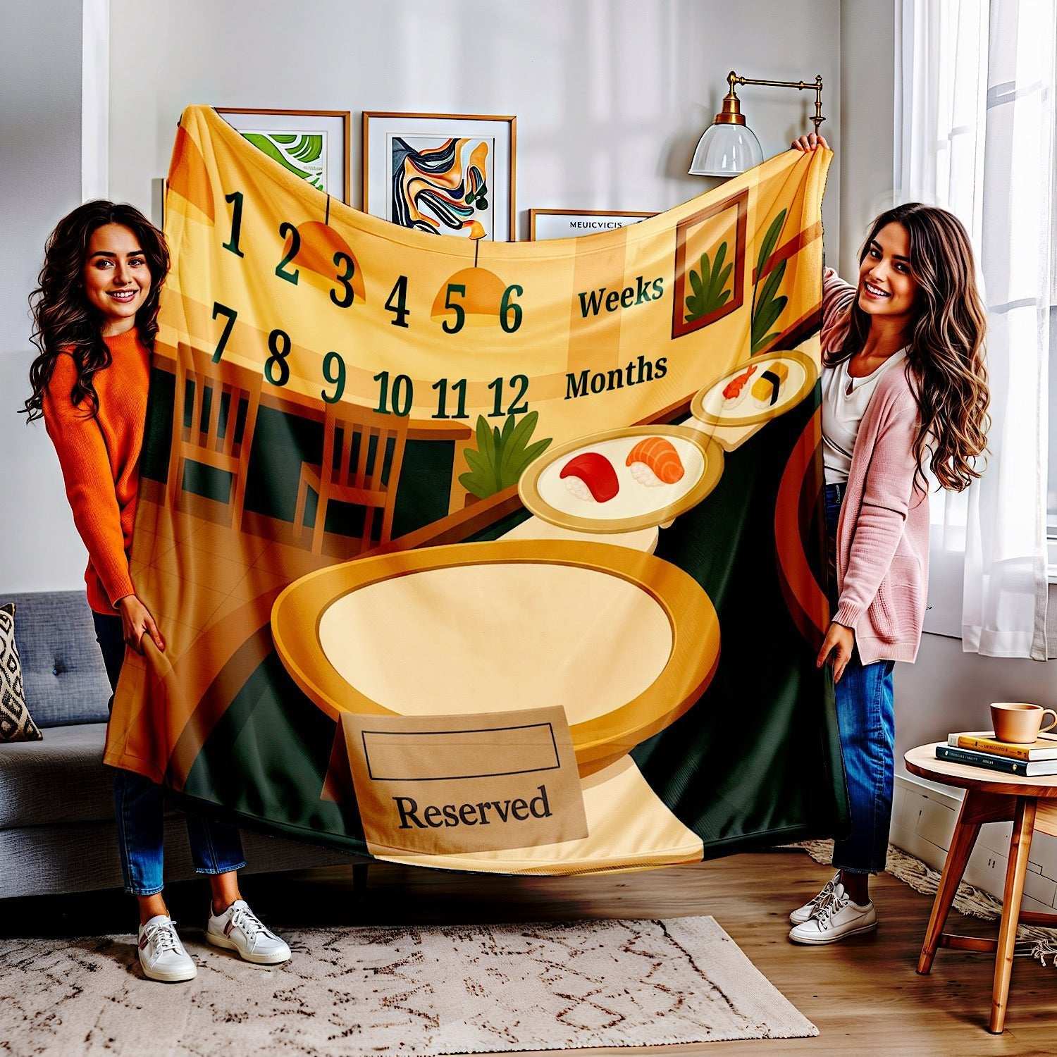 Personalized Baby Milestone Blanket - Sushi Bar Theme (With Name) by IROHA studio