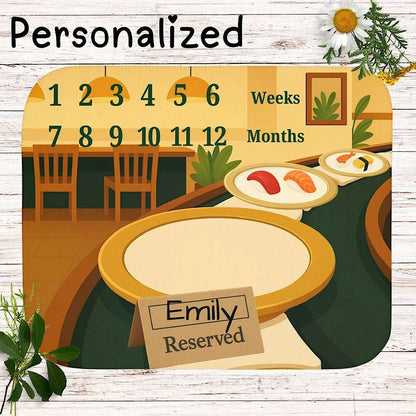 Personalized Baby Milestone Blanket - Sushi Bar Theme (With Name) by IROHA studio