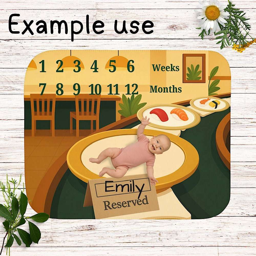 Baby Milestone Blanket Sushi Bar Theme – Original (No Name) by IROHA studio