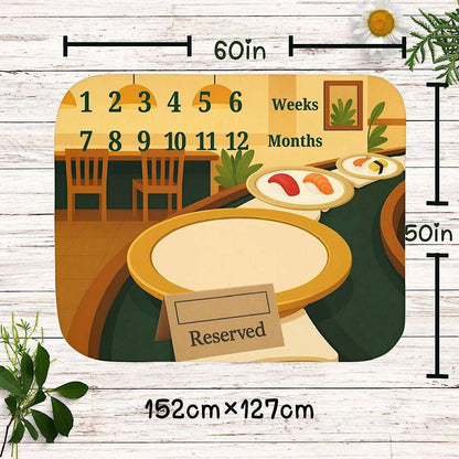 Personalized Baby Milestone Blanket - Sushi Bar Theme (With Name) by IROHA studio