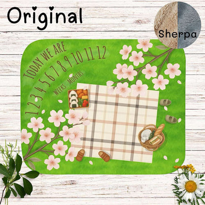 Twin Baby Milestone Blanket Sakura Picnic Theme - Original (No Name) by IROHA studio