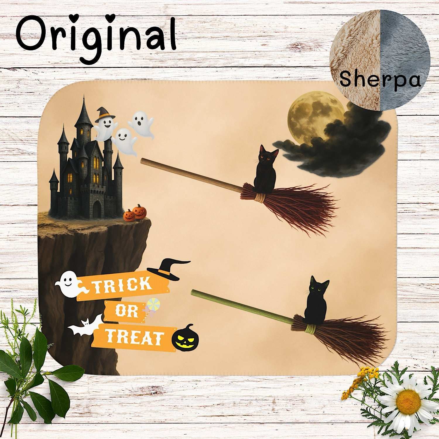 Twin Halloween Baby Blanket for Spooky Cute Pictures (Beige) by IROHA studio