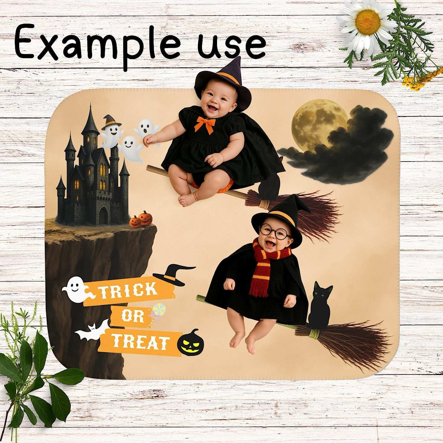 Twin Halloween Baby Blanket for Spooky Cute Pictures (Beige) by IROHA studio