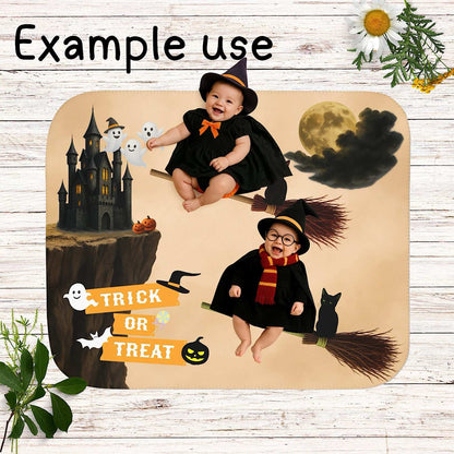 Twin Halloween Baby Blanket for Spooky Cute Pictures (Beige) by IROHA studio