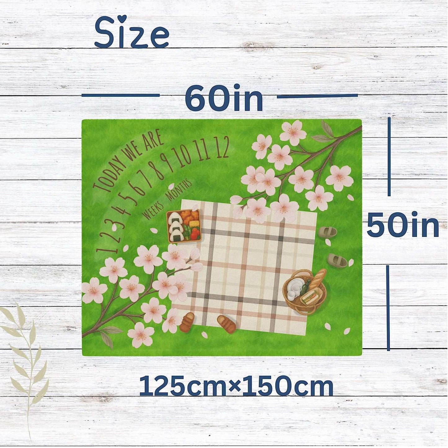 Twin Baby Milestone Blanket Sakura Picnic Theme-Original (No Name) by IROHA-studio