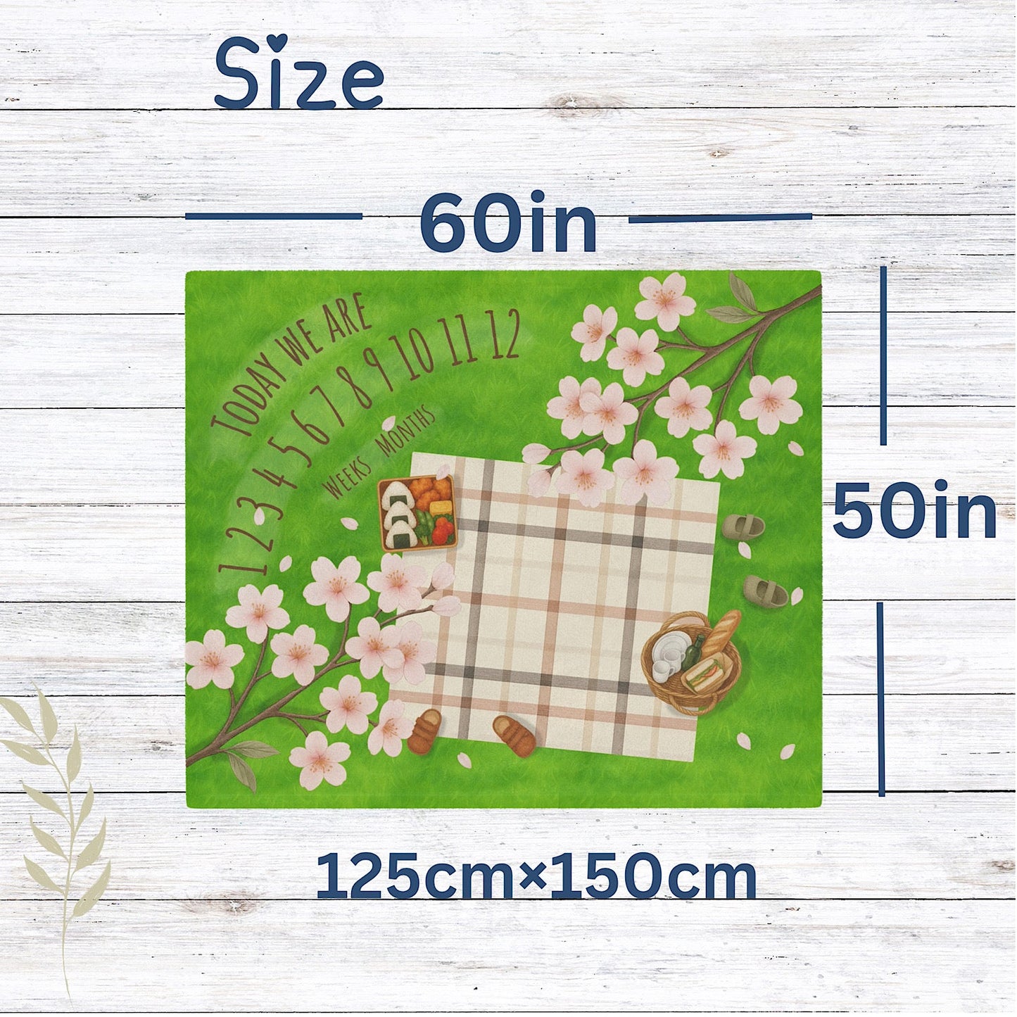Photo of Twin Personalised Baby Milestone Blanket Sakura Picnic Theme (With Name) from IROHA - STUDIO