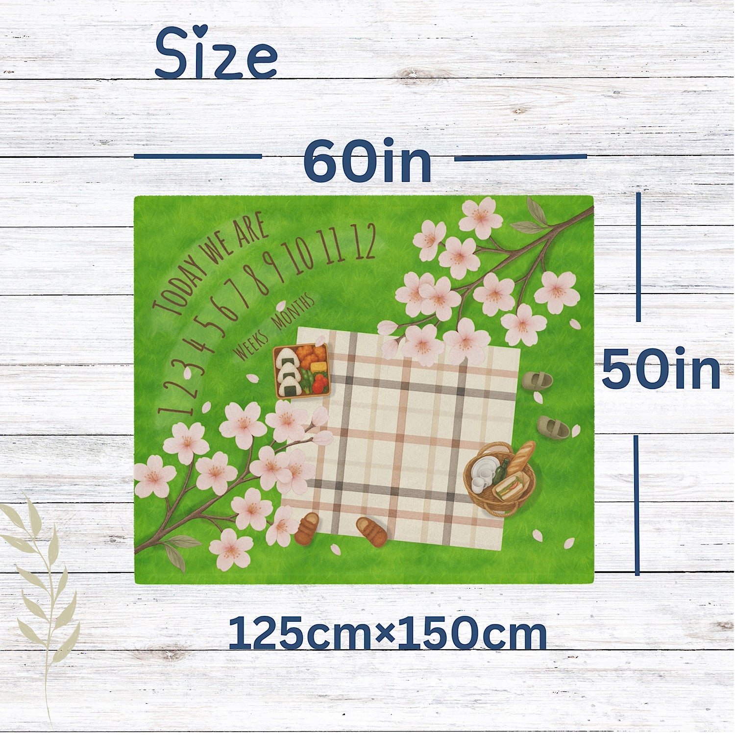 Photo of Twin Personalised Baby Milestone Blanket Sakura Picnic Theme (With Name) from IROHA - STUDIO