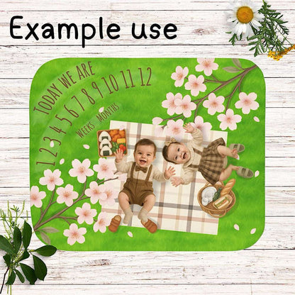 Twin Baby Milestone Blanket Sakura Picnic Theme - Original (No Name) by IROHA studio