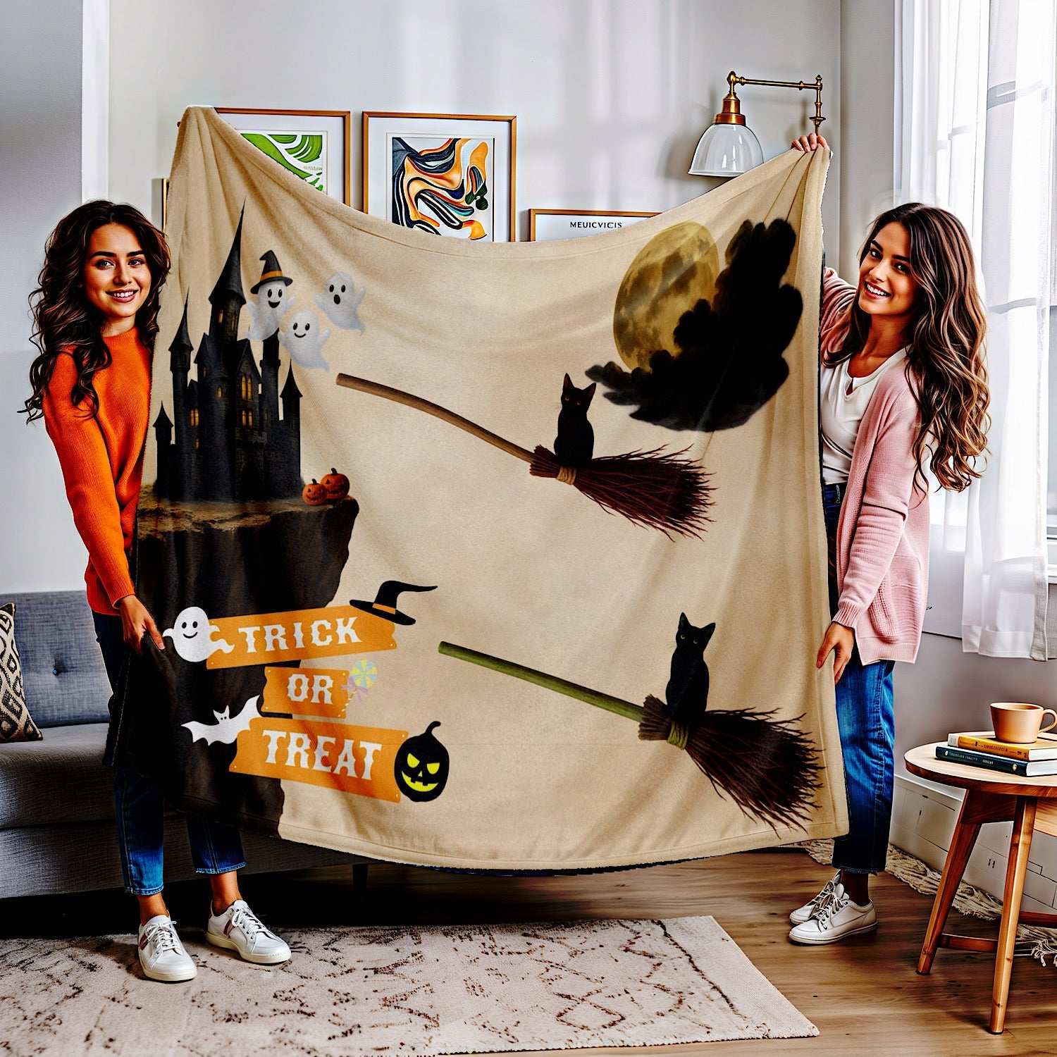 Twin Halloween Baby Blanket for Spooky Cute Pictures (Beige) by IROHA studio